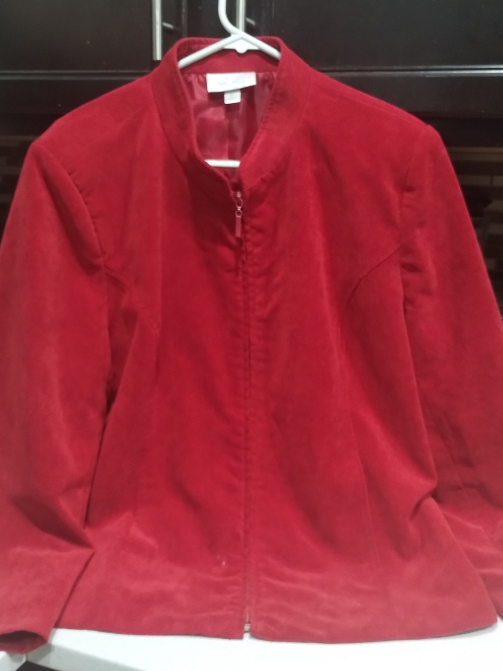 Dress Barn Red Velvet Zip Jacket